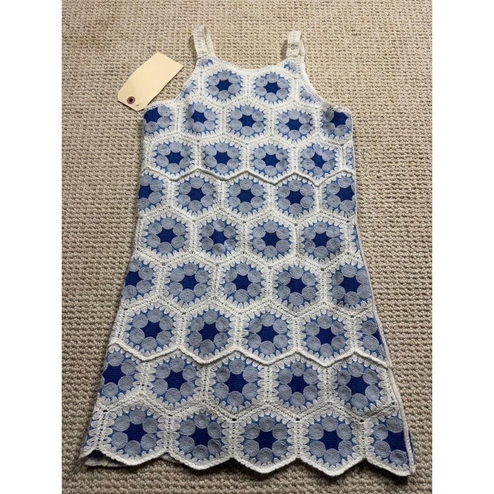 Rare Edition Kids‎ Crotche Dress Girl Size 10 Blue Floral Soft Chic Boho Peasant - Picture 5 of 6